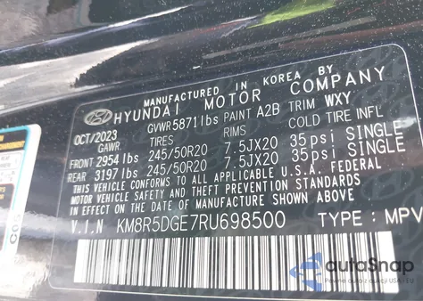 2024 Hyundai Palisade Limited from USA, damaged, VIN KM8R5DGE7RU698500